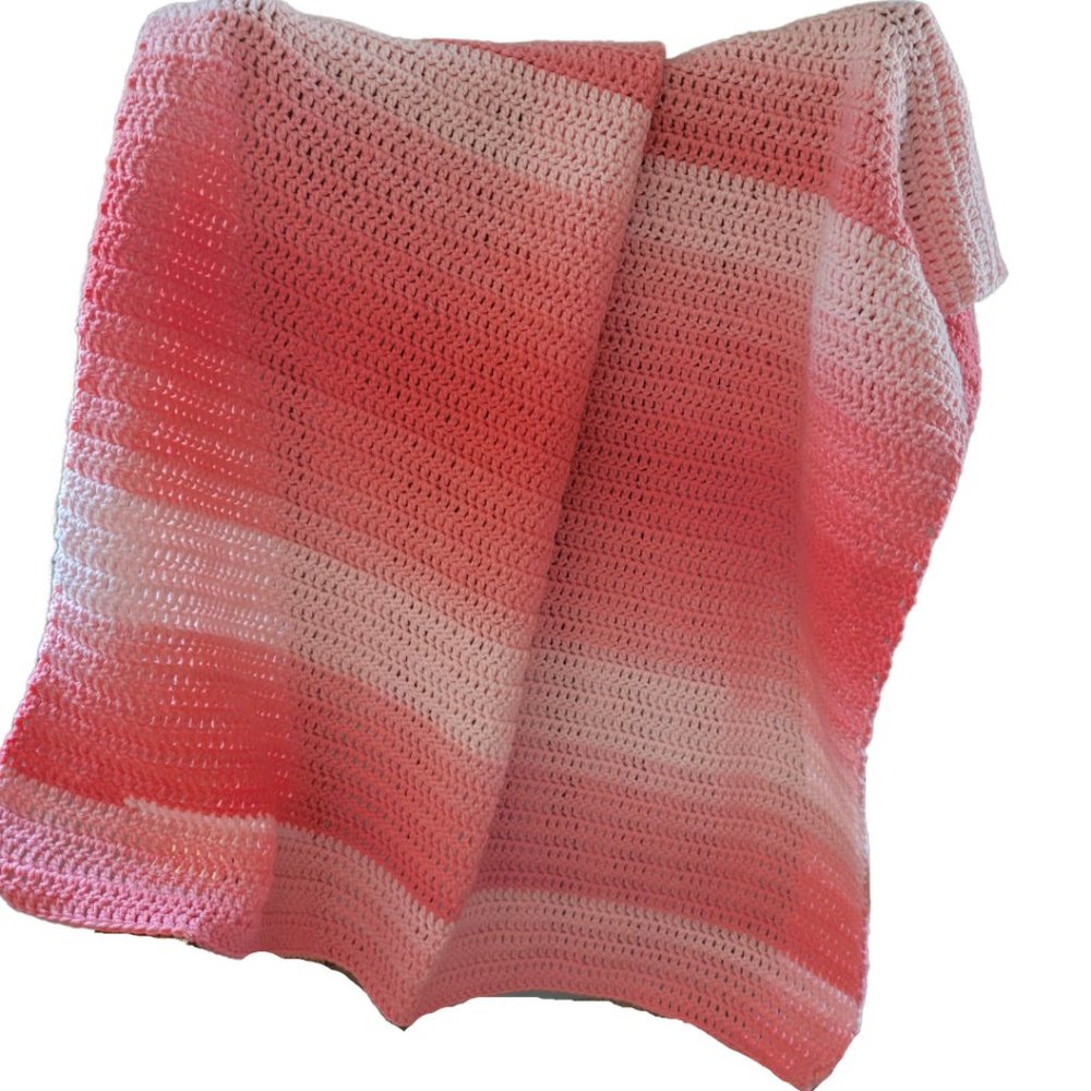 🎉HP🎉NEW Handmade Crochet Ombre Sea Coral Blanket /Throw - Picture 5 of 11